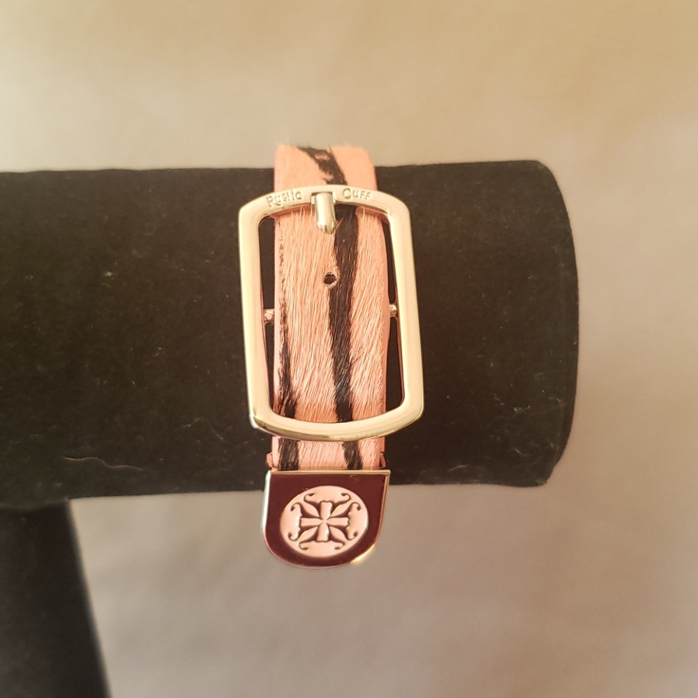 Pink zebra rustic cuff bracelet